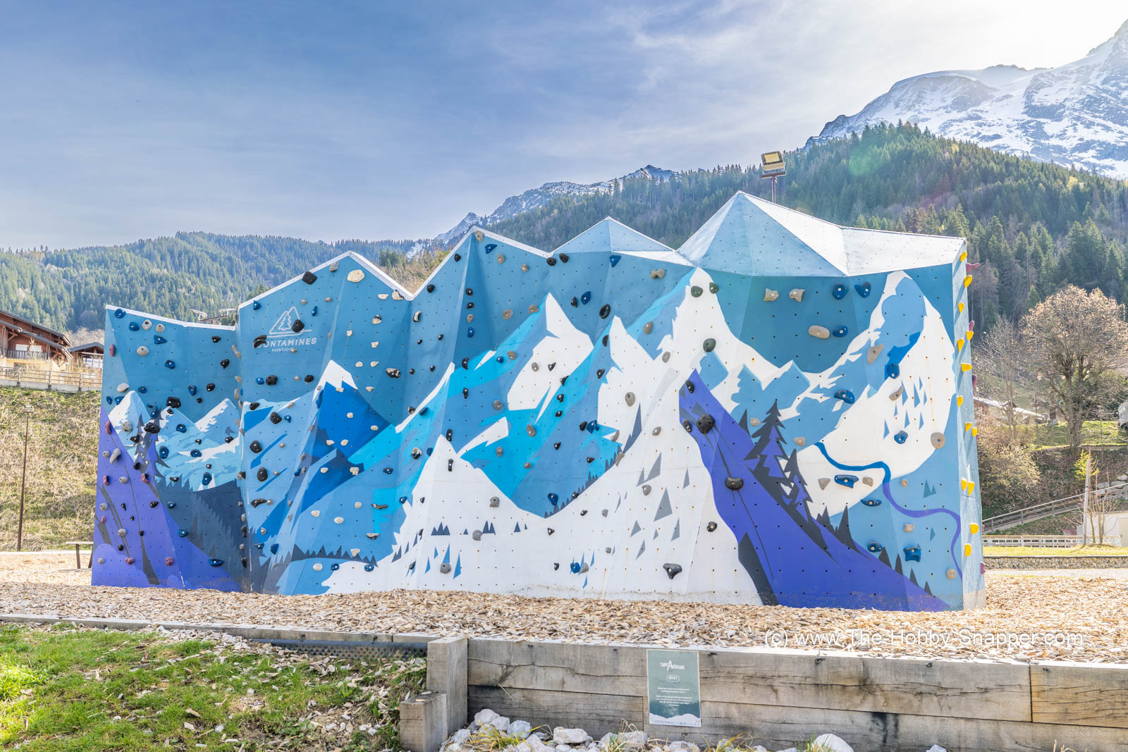The new climbing wall in the village park