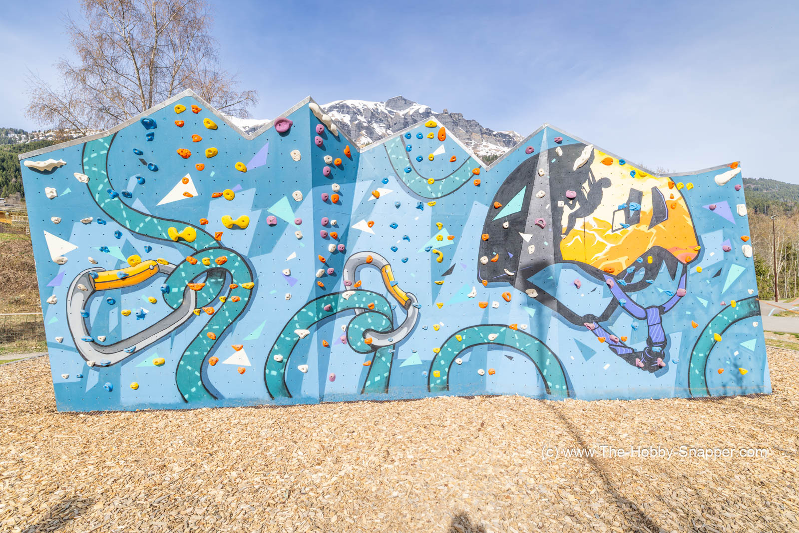 The new climbing wall in the village park